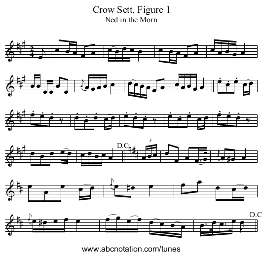 Crow Sett, Figure 1 - staff notation