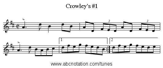 Crowley's #1 - staff notation