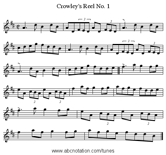 Crowley's Reel No. 1 - staff notation