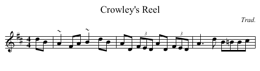 Crowley's Reel - staff notation