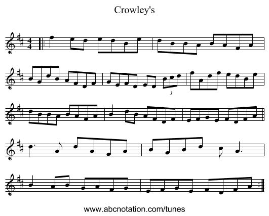 Crowley's - staff notation