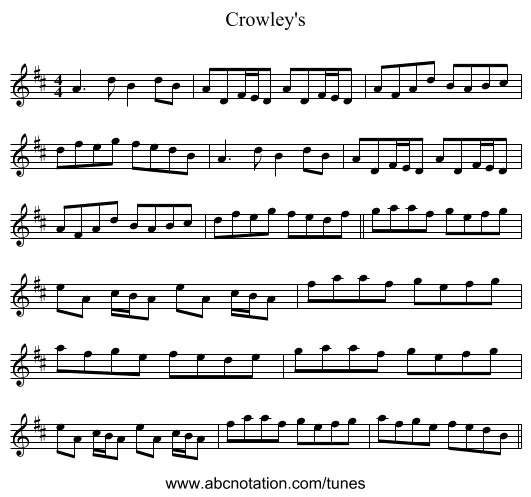 Crowley's - staff notation