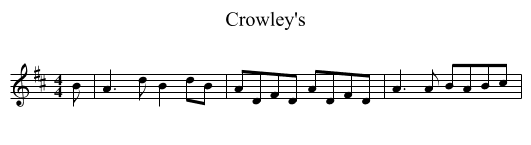 Crowley's - staff notation