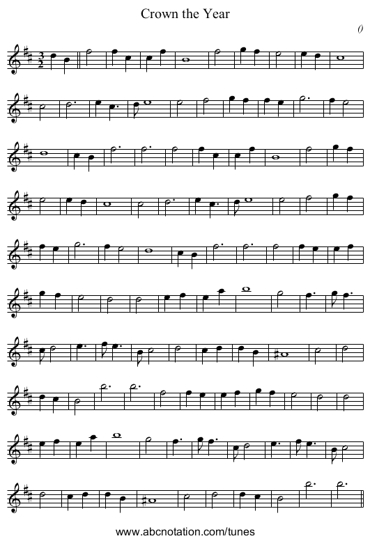 Crown the Year - staff notation