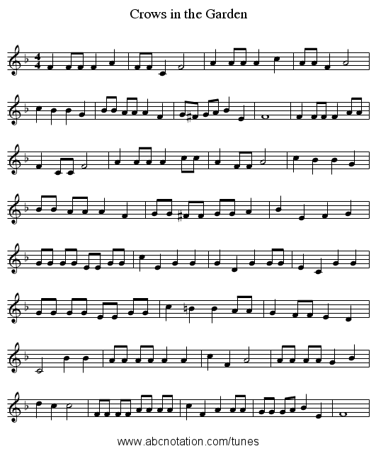 Crows in the Garden - staff notation