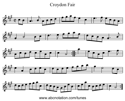 Croydon Fair - staff notation