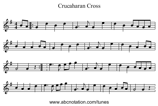 Crucaharan Cross - staff notation