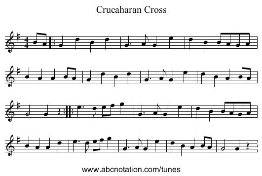 Crucaharan Cross - staff notation