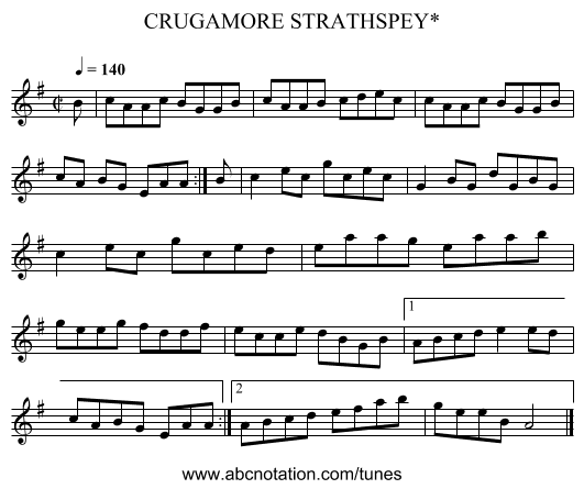 CRUGAMORE STRATHSPEY* - staff notation