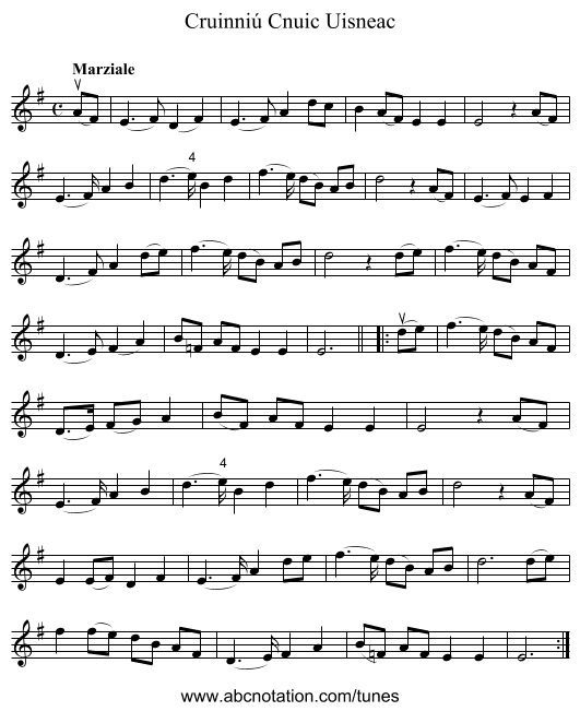 Cruinniú Cnuic Uisneac - staff notation