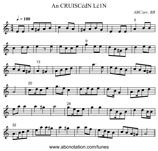 CRUISCćdN Lć1N, An - staff notation