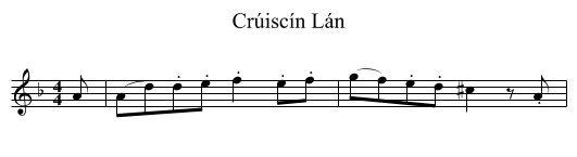Crúiscín Lán - staff notation