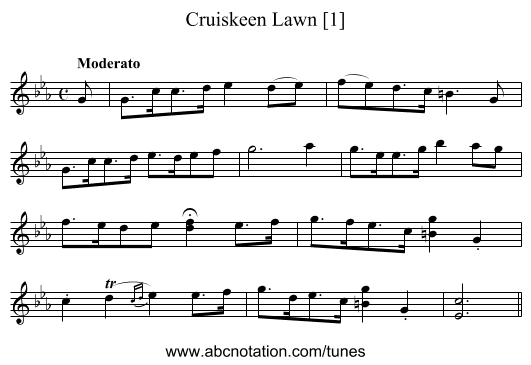 Cruiskeen Lawn [1] - staff notation