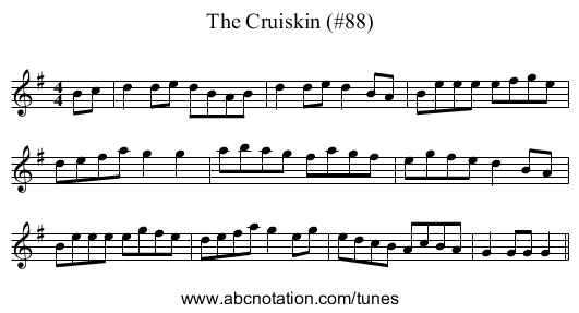 Cruiskin (#88), The - staff notation