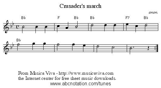 Crusader's march - staff notation