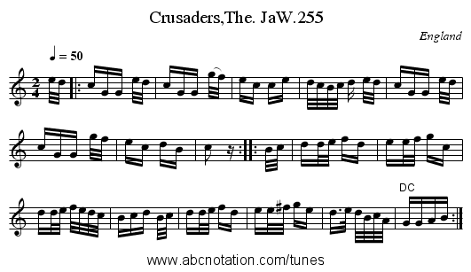 Crusaders,The. JaW.255 - staff notation