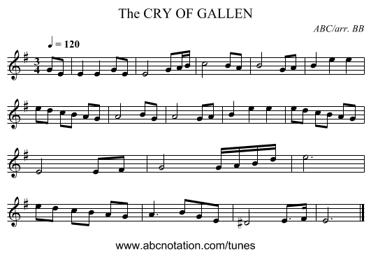 CRY OF GALLEN, The - staff notation