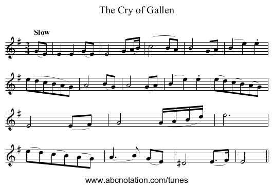 Cry of Gallen, The - staff notation