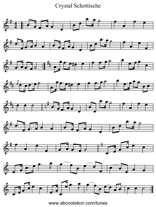 Crystal Schottische - staff notation