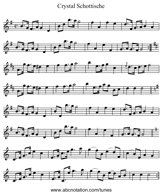 Crystal Schottische - staff notation