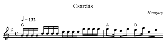 Cs&aacute;rd&aacute;s - staff notation