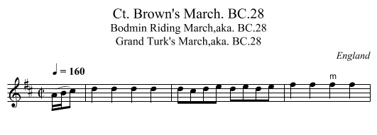 Ct. Brown's March. BC.28 - staff notation