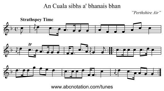 Cuala sibhs a' bhanais bhan, An - staff notation