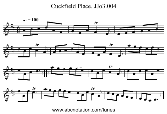 Cuckfield Place. JJo3.004 - staff notation