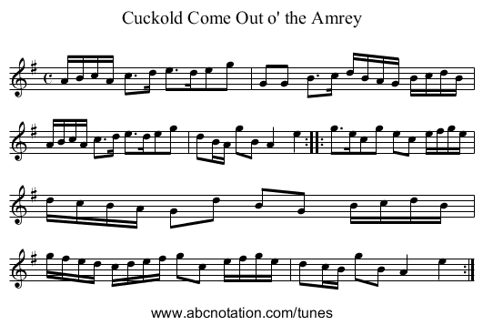 Cuckold Come Out o' the Amrey - staff notation