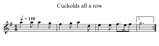 Cuckolds all a row - staff notation