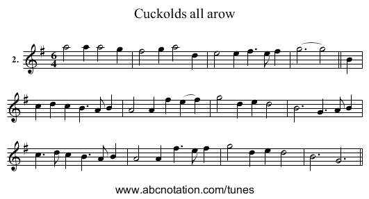 Cuckolds all arow - staff notation
