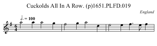 Cuckolds All In A Row. (p)1651.PLFD.019 - staff notation