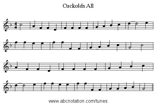 Cuckolds All - staff notation