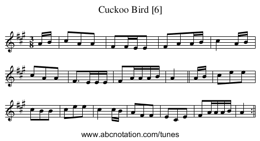 Cuckoo Bird [6] - staff notation