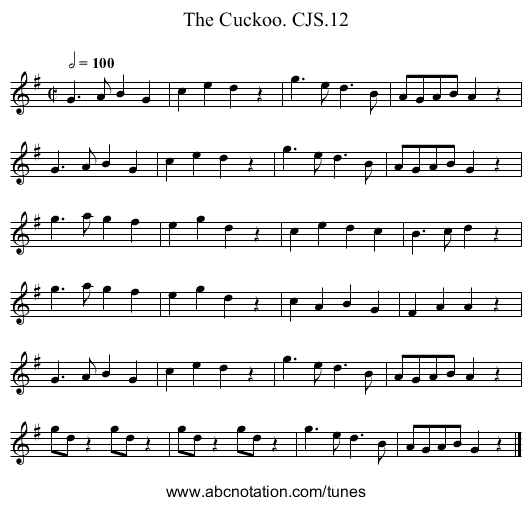 Cuckoo. CJS.12, The - staff notation