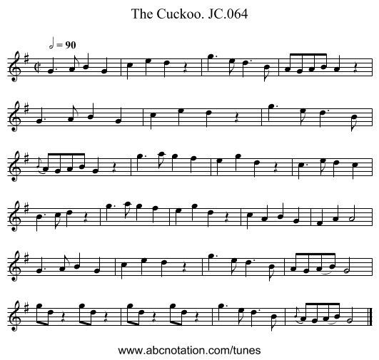 Cuckoo. JC.064, The - staff notation