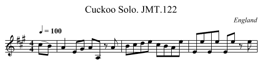 Cuckoo Solo. JMT.122 - staff notation