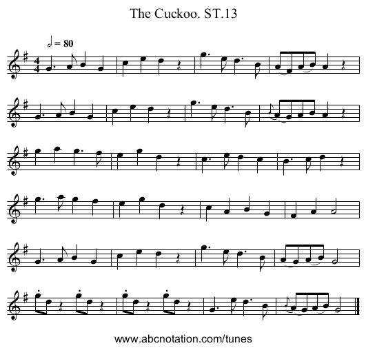 Cuckoo. ST.13, The - staff notation