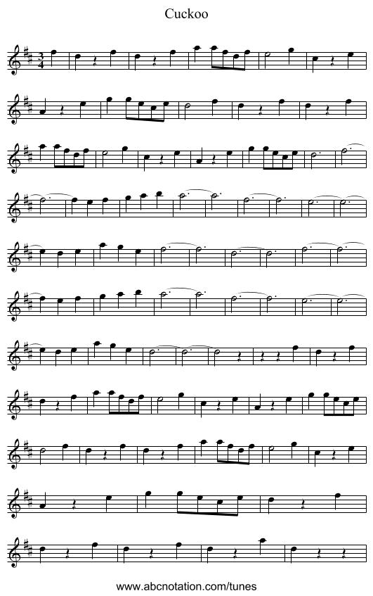 Cuckoo - staff notation