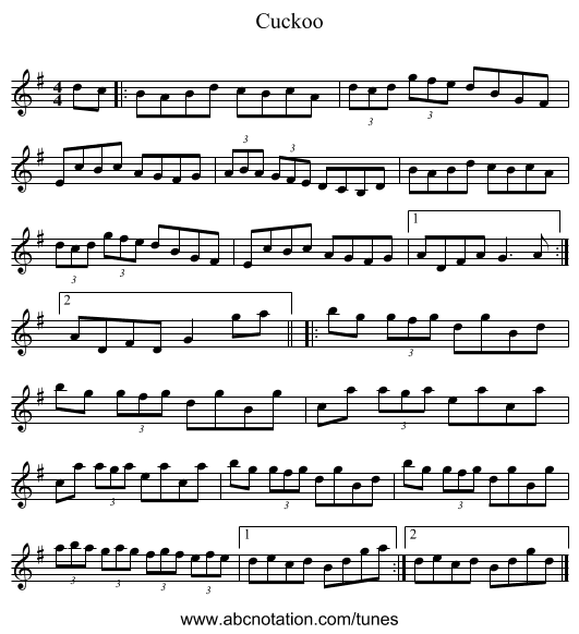 Cuckoo - staff notation
