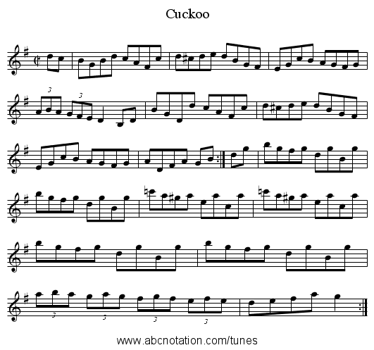 Cuckoo - staff notation