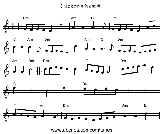 Cuckoo's Nest #1 - staff notation