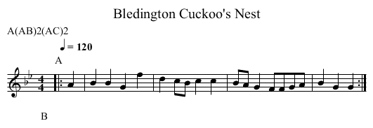 Cuckoo's Nest, Bledington - staff notation
