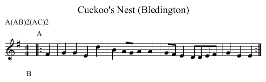Cuckoo's Nest (Bledington) - staff notation