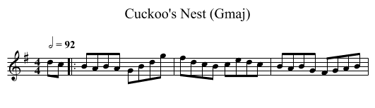 Cuckoo's Nest (Gmaj) - staff notation