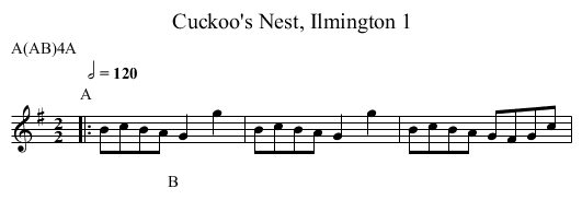Cuckoo's Nest, Ilmington 1 - staff notation