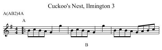 Cuckoo's Nest, Ilmington 3 - staff notation