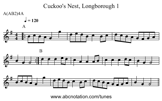 Cuckoo's Nest, Longborough 1 - staff notation