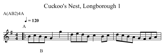 Cuckoo's Nest, Longborough 1 - staff notation