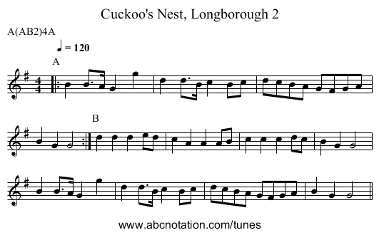 Cuckoo's Nest, Longborough 2 - staff notation